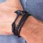 Bracelet cuir noir Ancre Noir Hope