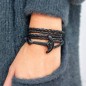 Black Leather Bracelet Anchor Black Hope