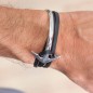 Leather Bracelet Black Curved Anchor