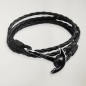 Black Leather Bracelet Anchor Black Hope