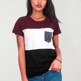 Women T-shirt Black Patch Special Pocket