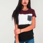 Women T-shirt Black Patch Special Pocket