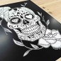 Ilustración Negra Mexican Skull