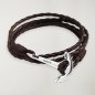 Bracelet Brown Leather Anchor Silver Hope