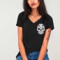 T-shirt mit V-Ausschnitt Damen Schwarz Oaxaca Soul