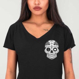 Camiseta Cuello V Mujer Negra Oaxaca Soul