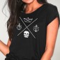 T-shirt Femme Noir Line Cross