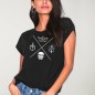 Women T-shirt Black Line Cross