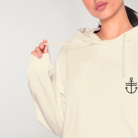 Hoodie Donna Bianco Sporco Waves Anchor