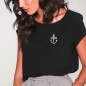 T-shirt Damen Schwarz Waves Anchor