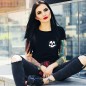 Maglietta Donna Nera Thunder Skull