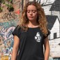 Camiseta de Mujer Negra Surfboard Skull