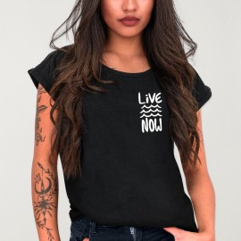 T-shirt Damen Schwarz Live Now