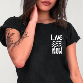 Women T-shirt Black Live Now