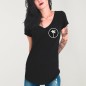 Women T-shirt V-neck Black Coco Surf