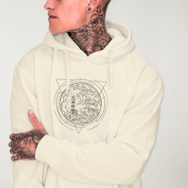 Men Hoodie Off White Geometric Lighthouse