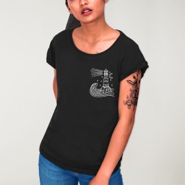 T-shirt Damen Schwarz Star Lighthouse