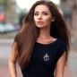 Women T-shirt Black Waves Anchor