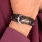 Bracelet cuir brun Ancre Argenté Hope