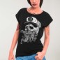 Women T-shirt Black Tropical