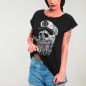 Women T-shirt Black Tropical