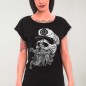 Women T-shirt Black Tropical