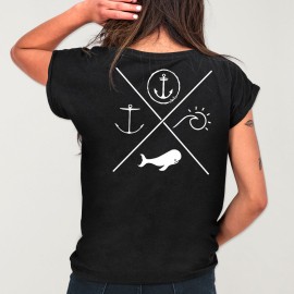 Women T-shirt Black Crossed Ideals