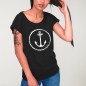 Women T-shirt Black Crossed Ideals