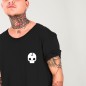 Men T-Shirt Open Neck Black Broken Skull