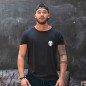 Men T-Shirt Open Neck Black Broken Skull