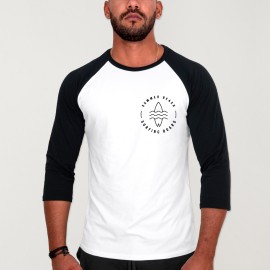 3/4 Sleeve Men T-Shirt White/Black Baseball Summer Paradise