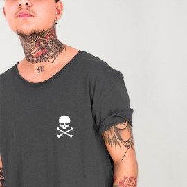 Men T-Shirt Open neck Charcoal Raid