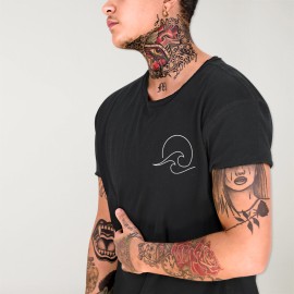 Men T-Shirt Open neck Black Deepwater