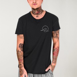 Camiseta de Hombre Cuello Abierto Negra Deepwater